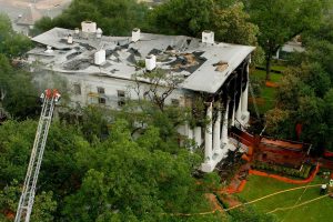 An unknown arsonist lit the Texas Governor's Mansion on fire, causing heavy structural damage.